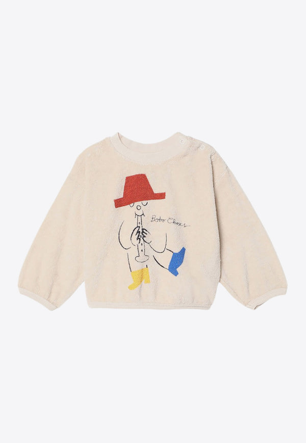 Bobo Choses Babies Magic Flute Player Sweatshirt Ivory B224AB028CO/P_BOBO-101