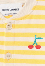 Bobo Choses Babies Terry Toweling Striped Onesie Yellow B224AB075CO/P_BOBO-761