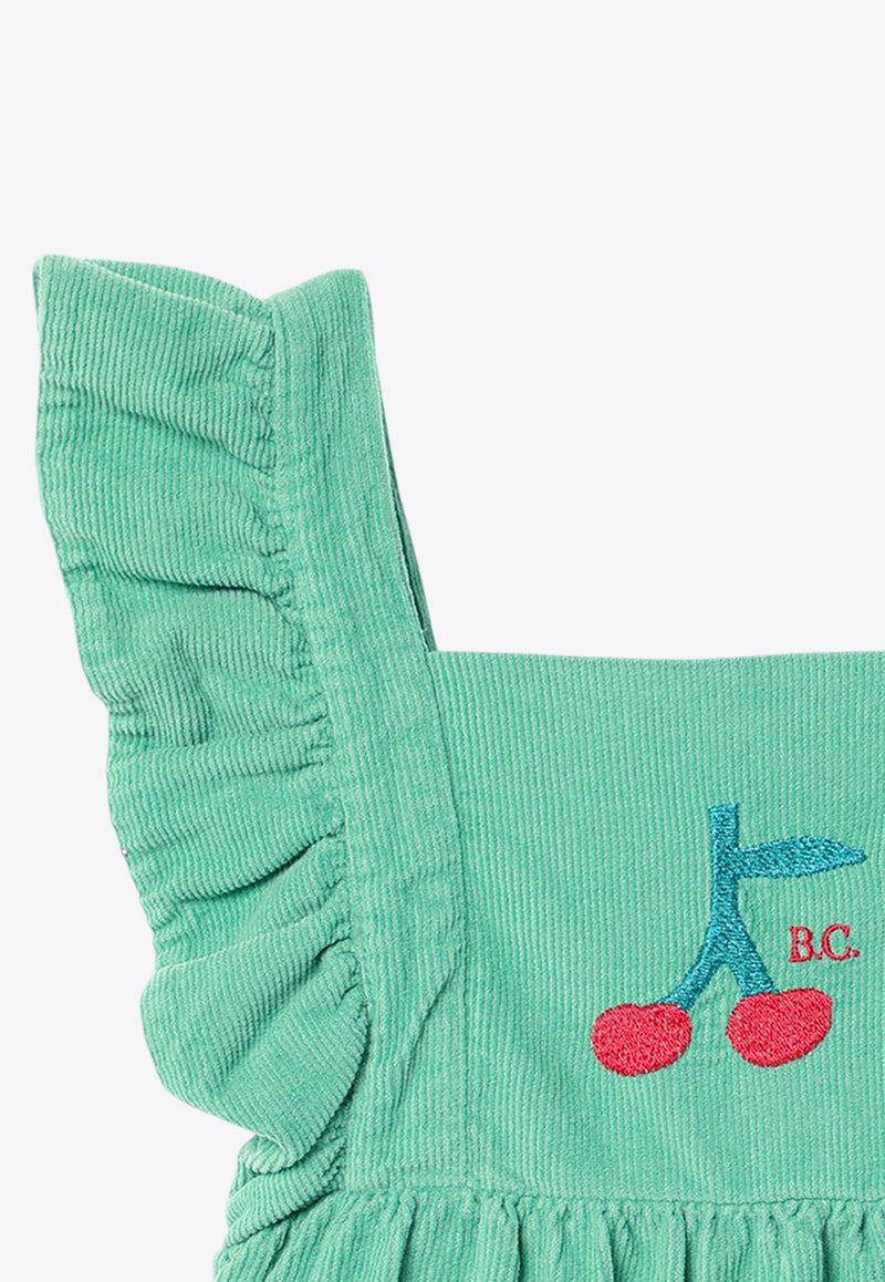 Bobo Choses Baby Girls Embroidered Cherry Corduroy Jumpsuit  Green B224AB076CO/P_BOBO-311