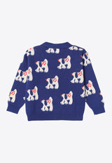 Bobo Choses Babies Fairy Dog Intarsia Knit Cardigan Blue B224AB088CO/P_BOBO-411