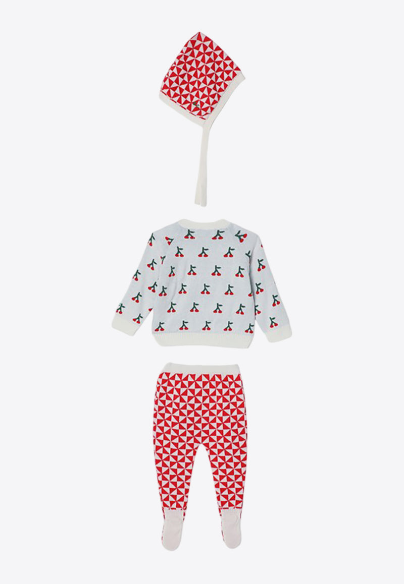 Bobo Choses Baby Girls All-Over Cherry Knitted Gift Set - Set of 3  Multicolor B224AB107CO/P_BOBO-611