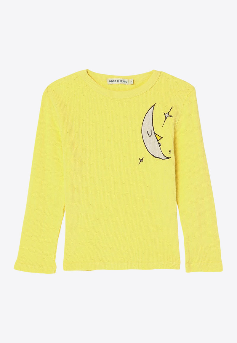 Bobo Choses Girls Beneath The Moon Long-Sleeved T-shirt Yellow B224AC024CO/P_BOBO-721