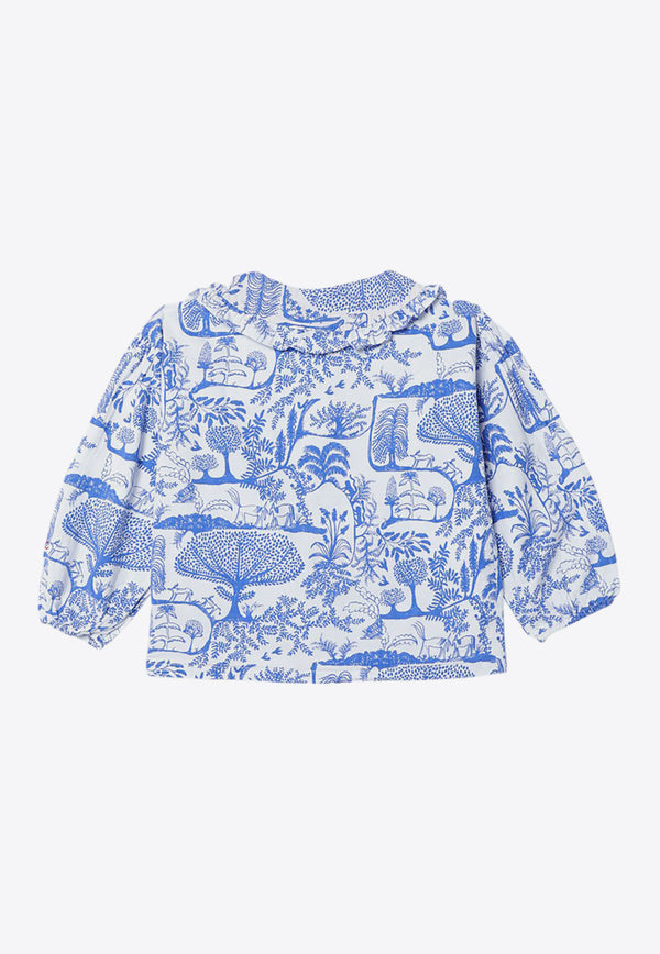 Bobo Choses Girls Wonderland Printed Blouse Light Blue B224AC030CO/P_BOBO-101