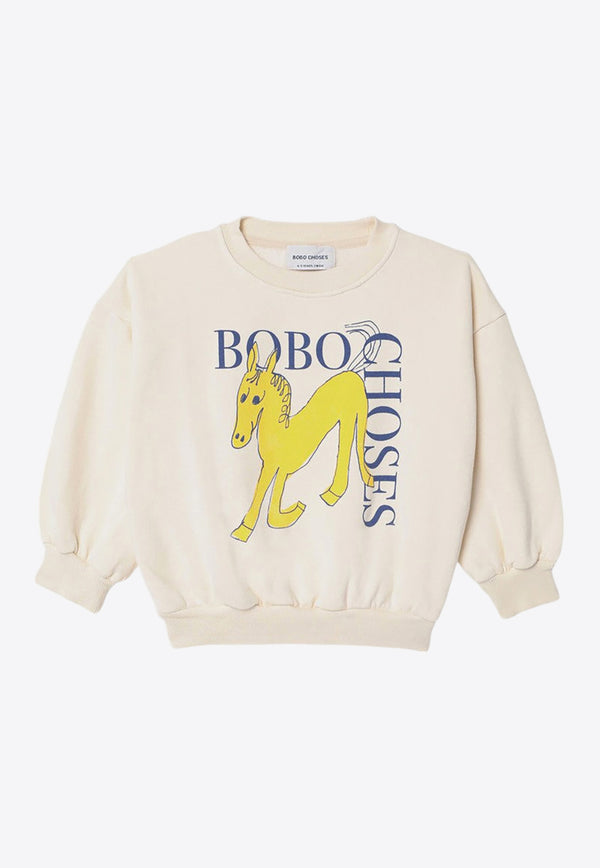 Bobo Choses Boys Wonder Horse Sweatshirt  Ivory B224AC038CO/P_BOBO-101