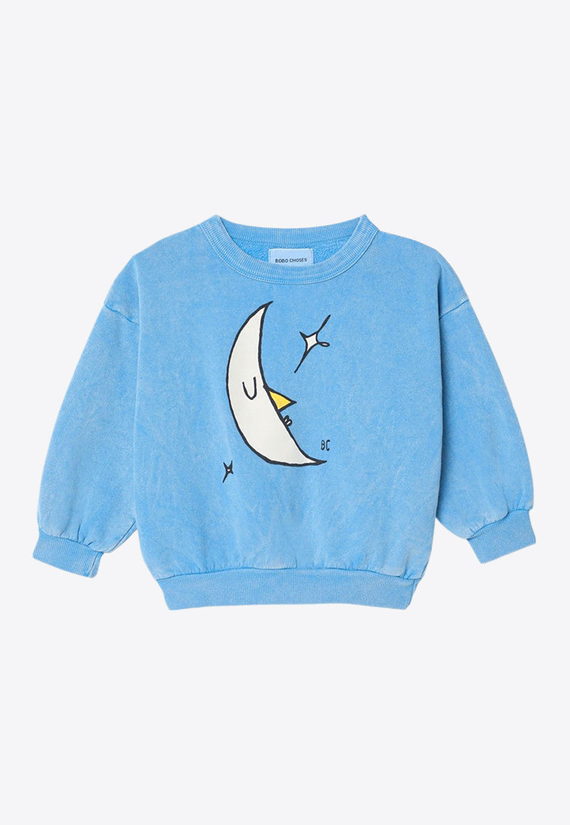 Bobo Choses Girls Beneath The Moon Sweatshirt Light Blue B224AC042CO/P_BOBO-451