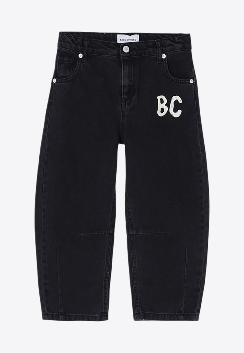 Bobo Choses Boys Logo Print Denim Pants Black B224AC107CO/P_BOBO-001