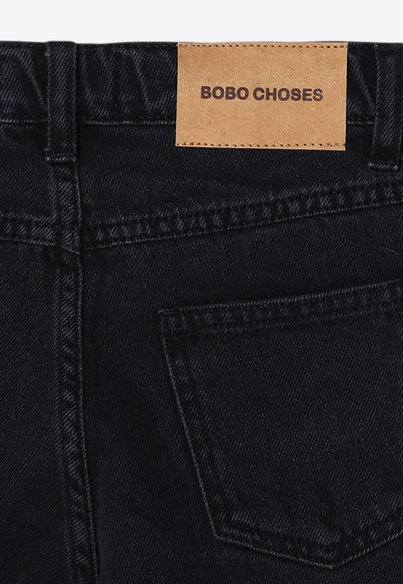 Bobo Choses Boys Logo Print Denim Pants Black B224AC107CO/P_BOBO-001