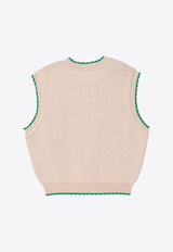 Bobo Choses Girls Fairy Dog Jacquard Sleeveless Sweater Ivory B224AC113CO/P_BOBO-199