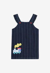 Bobo Choses Baby Girls Choo Choo Denim Striped Dress Blue B225AB090DE_BOBO-NV