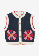 Bobo Choses Girls Kaleidoscope Intarsia Knit Vest  Blue B225AC106CO/R_BOBO-NB