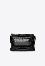 Victoria Beckham B Pouch Croc-Embossed Leather Bag Black B424AAC005982ABLACK