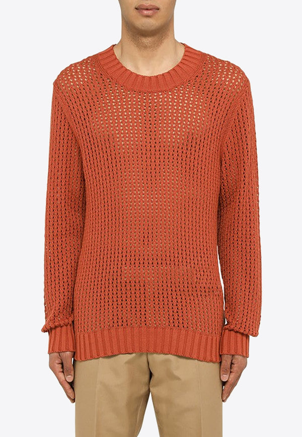 Ballantyne Perforated Knitted Sweater Orange B4P1765C072/M_BALLA-12562