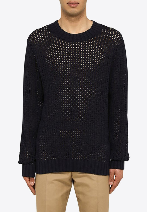 Ballantyne Perforated Knitted Sweater Blue B4P1765C072/M_BALLA-13777