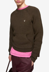 Acne Studios Embroidered Heart Knitted Sweater Brown B60382_BROWN