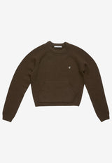 Acne Studios Embroidered Heart Knitted Sweater Brown B60382_BROWN