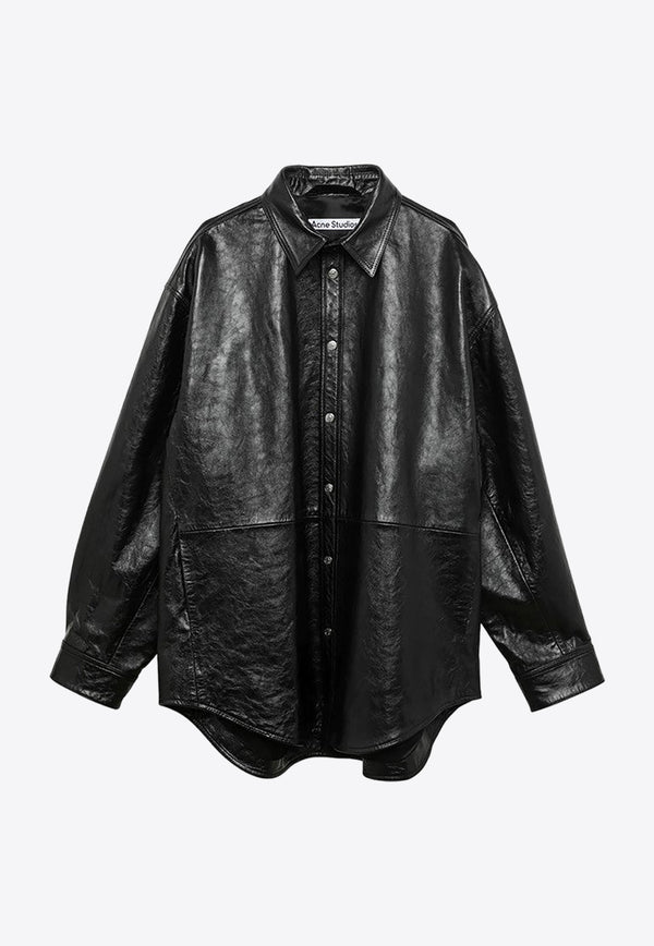 Acne Studios Oversized Leather Jacket Black B70137LE/O_ACNE-900