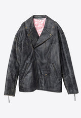 Acne Studios Vintage Biker Leather Jacket Gray B70148LE/P_ACNE-900