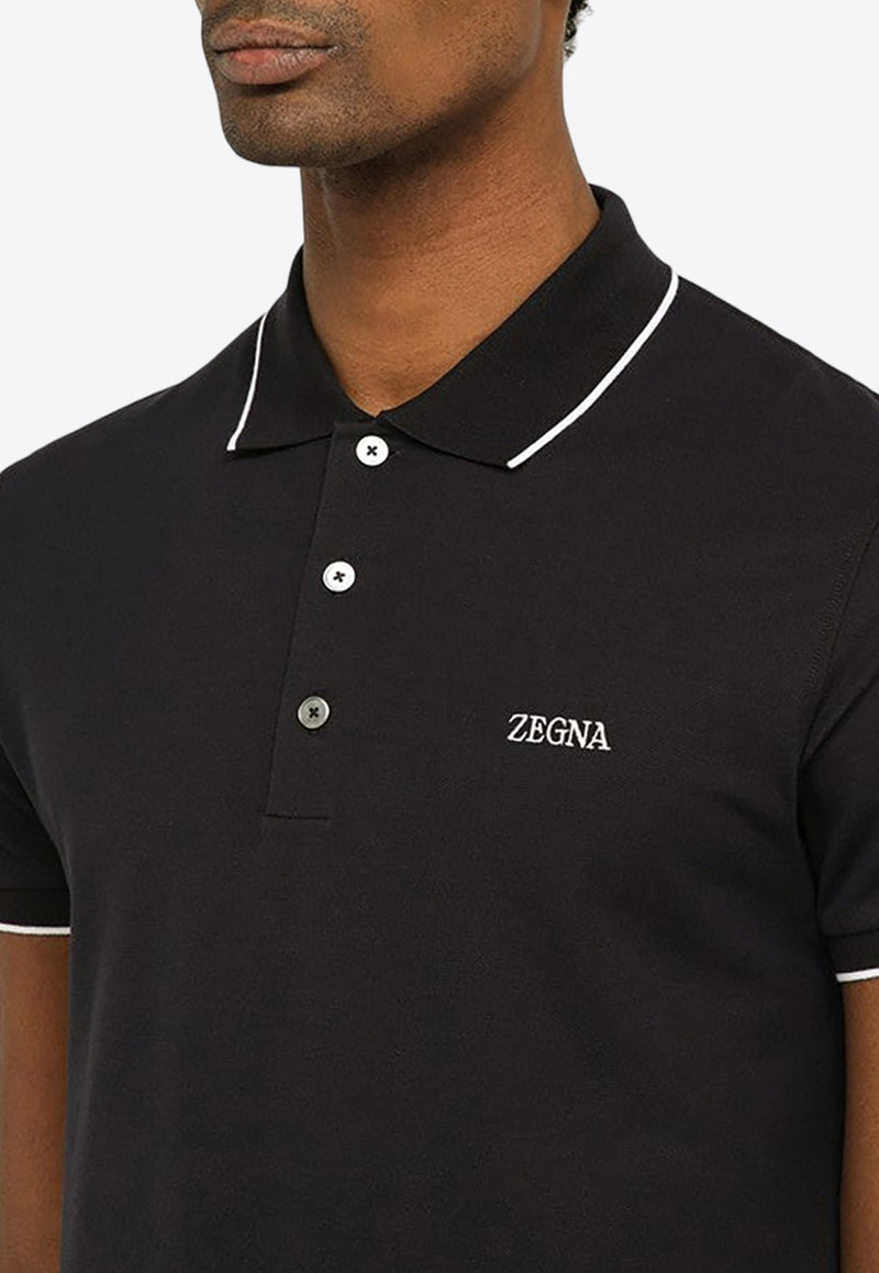 ZEGNA Logo-Embroidered Polo T-shirt B746E7358A5/O_ZEGNA-B09