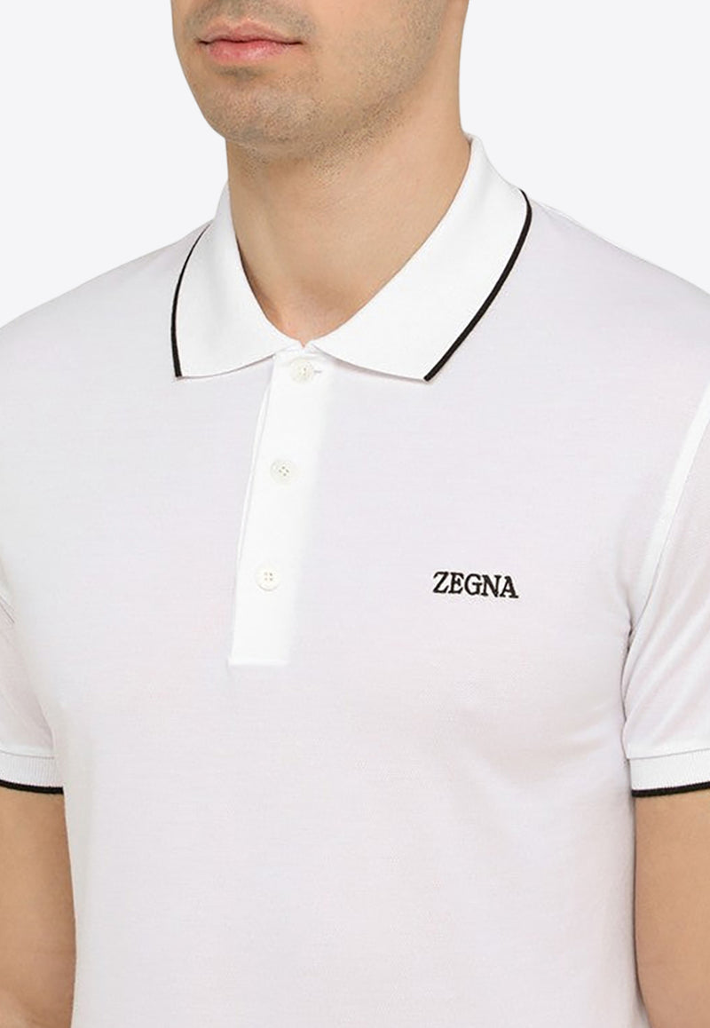 ZEGNA Logo Embroidered Polo T-shirt White B746E7358A5/O_ZEGNA-N00