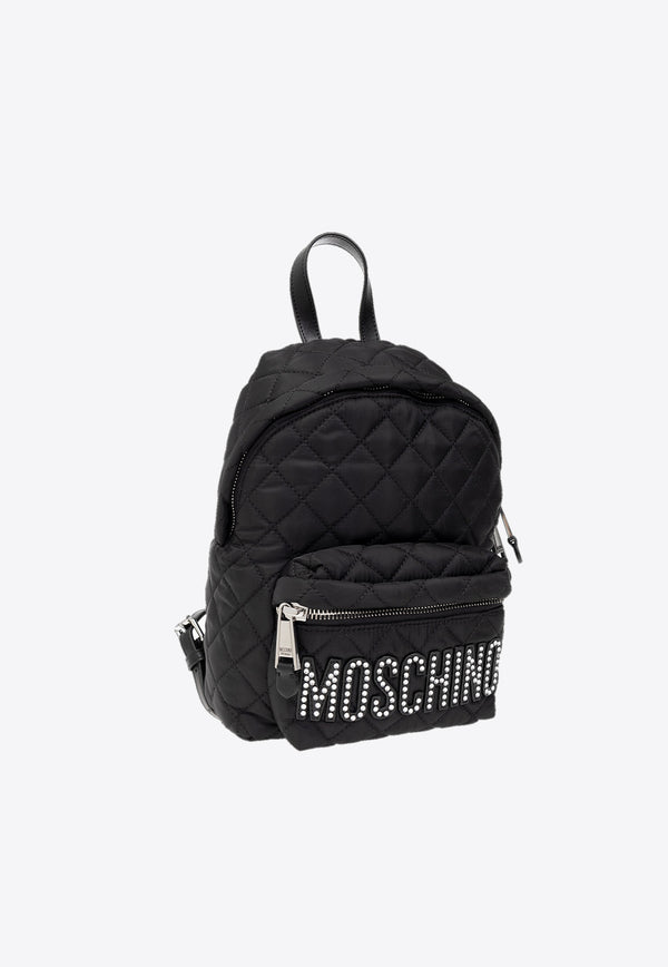 Moschino Logo Embellished Quilted Backpack B7603 8201 3555