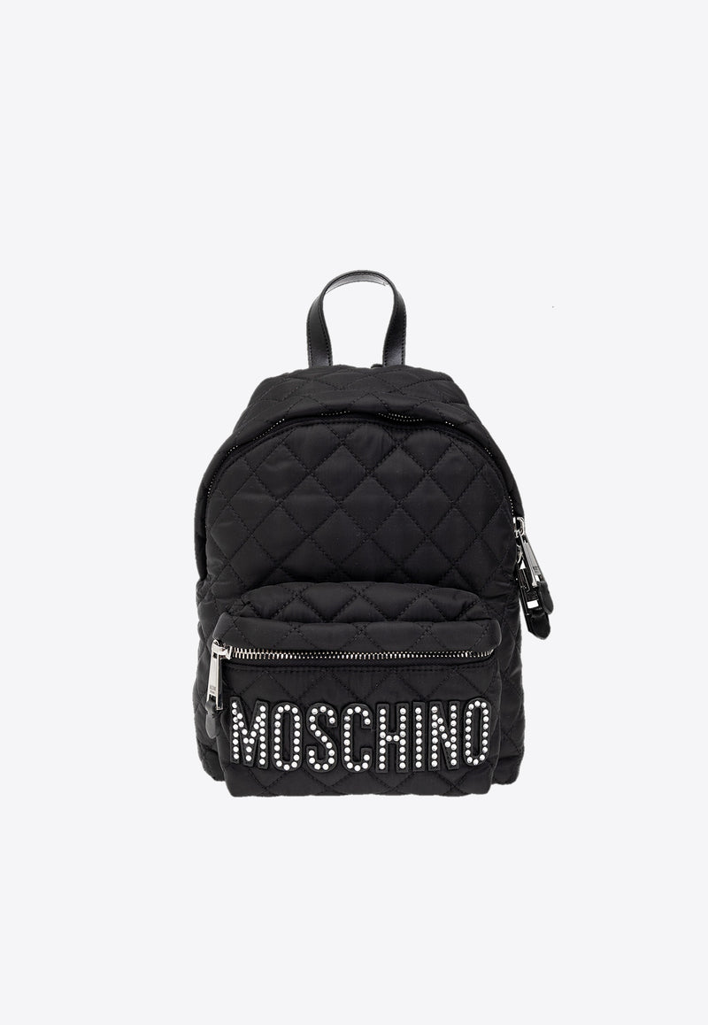 Moschino Logo Embellished Quilted Backpack B7603 8201 3555