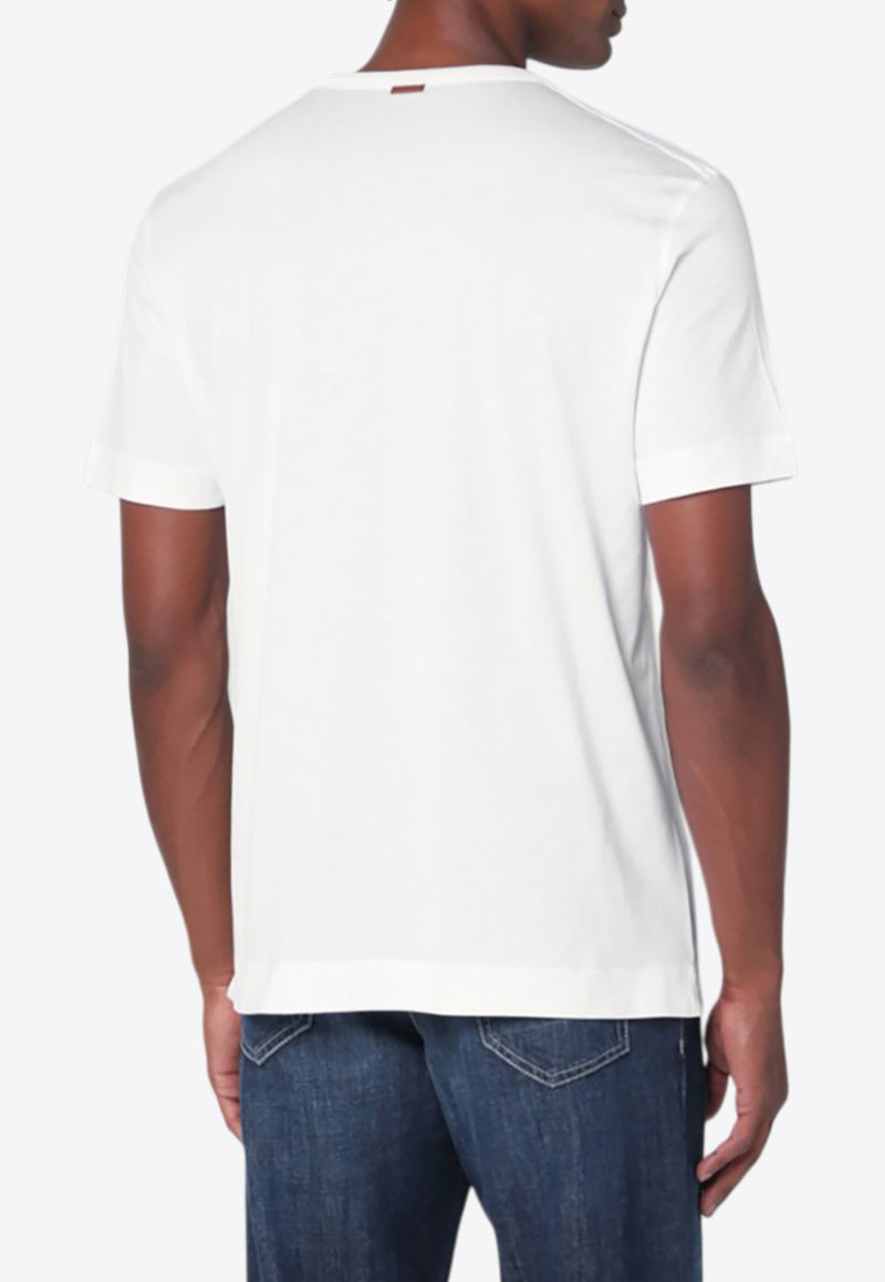 ZEGNA Logo Print Crewneck T-shirt White B760E7360A5/R_ZEGNA-N00