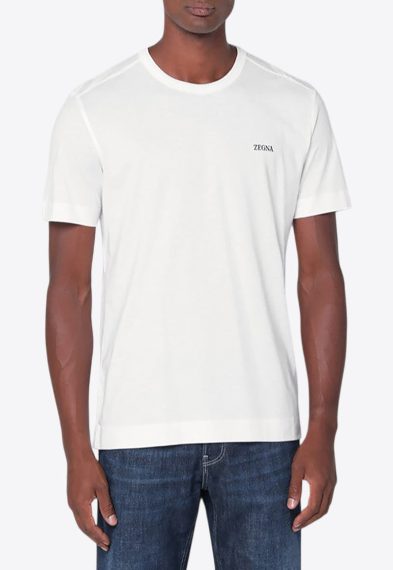 ZEGNA Logo Print Crewneck T-shirt White B760E7360A5/R_ZEGNA-N00