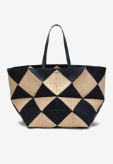 Loewe XXL Puzzle Fold Raffia Tote Bag Beige B779PFMX36NF/Q_LOEW-4910