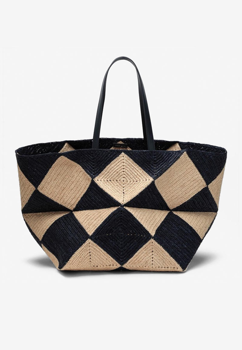 Loewe XXL Puzzle Fold Raffia Tote Bag Beige B779PFMX36NF/Q_LOEW-4910