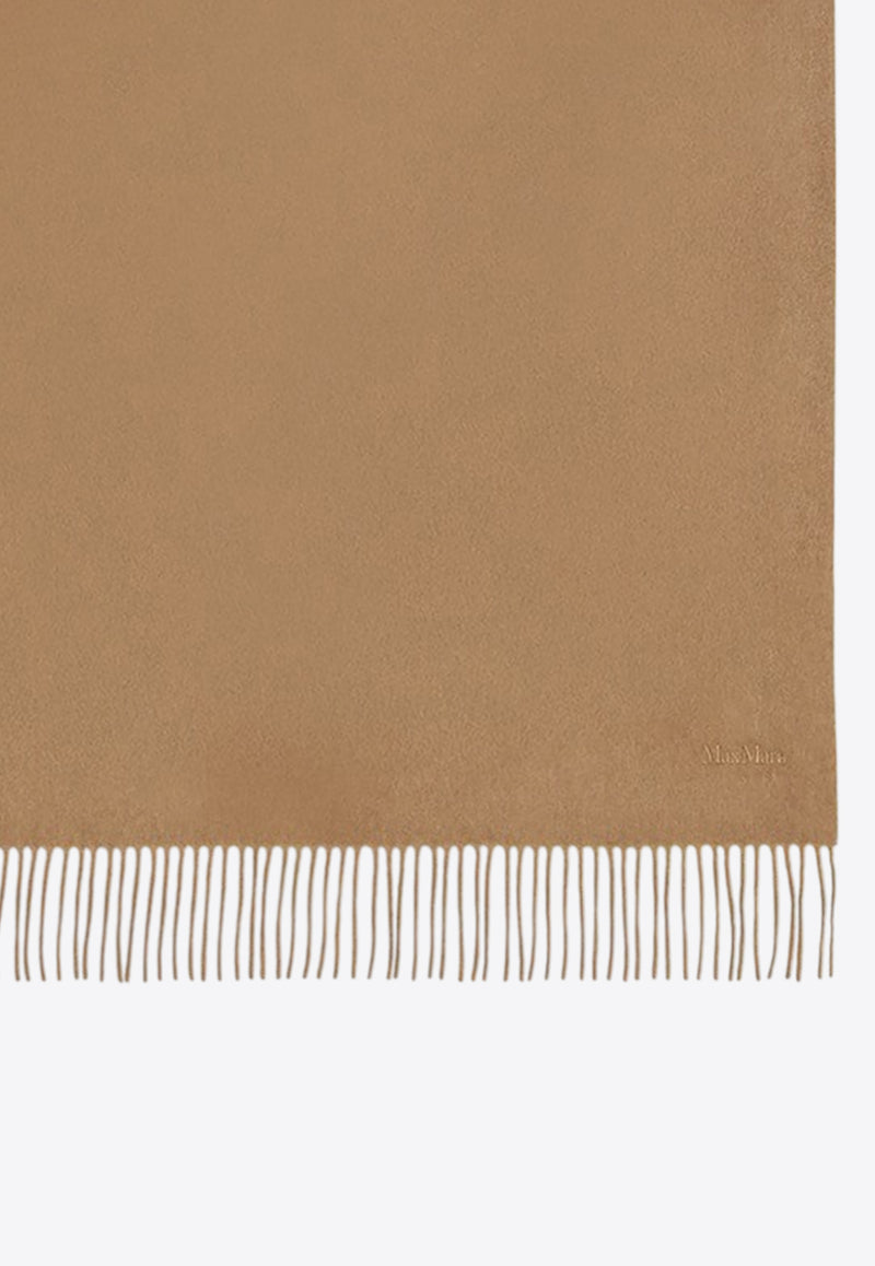 Max Mara Embroidered Logo Cashmere Scarf Beige BACICO/R_MAXM-088