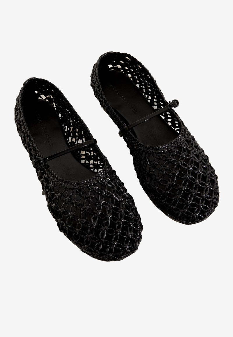 DEAR FRANCES Balla Woven Ballet Flats in Nappa Leather Black BALLA04BLACK