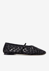 DEAR FRANCES Balla Woven Ballet Flats in Nappa Leather Black BALLA04BLACK