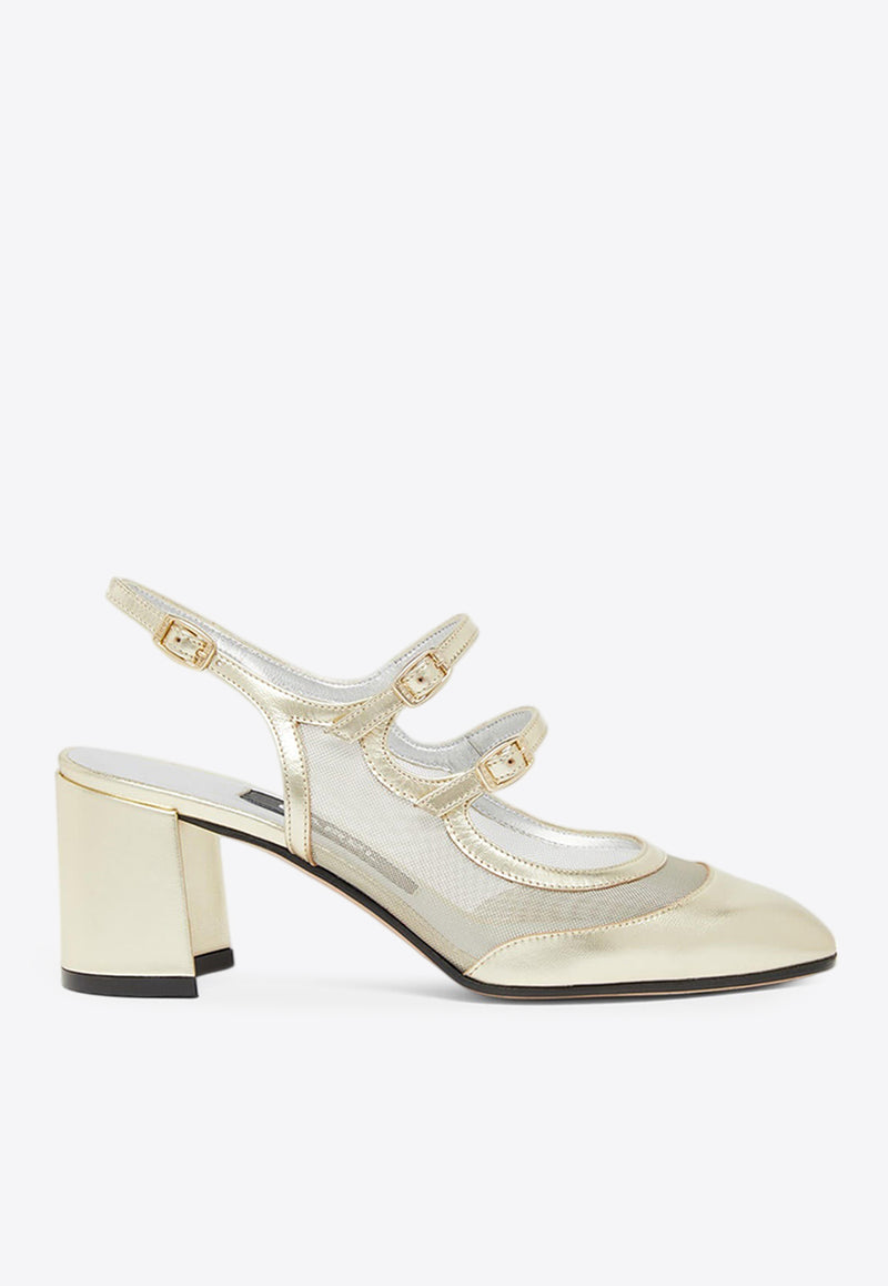 Carel Paris Bananight 60 Mary-Jane Slingback Pumps in Laminated Leather Gold BANANIGHT-332690_PLATINUM