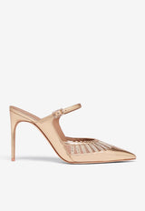 Malone Souliers Bardot 90 Crystal-Embellished Metallic Leather Mules BARDOT 90-1 ANTIQUE GOLD/NUDE