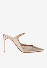 Malone Souliers Bardot 90 Broderie Anglaise Mules Champagne BARDOT 90-3 CHAMPAGNE