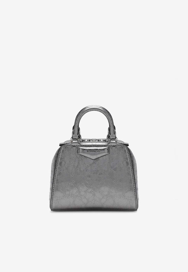 Givenchy Nano Antigona Cube Laminated Top Handle Bag Silver BB50ZUB1Q9/P_GIV-070