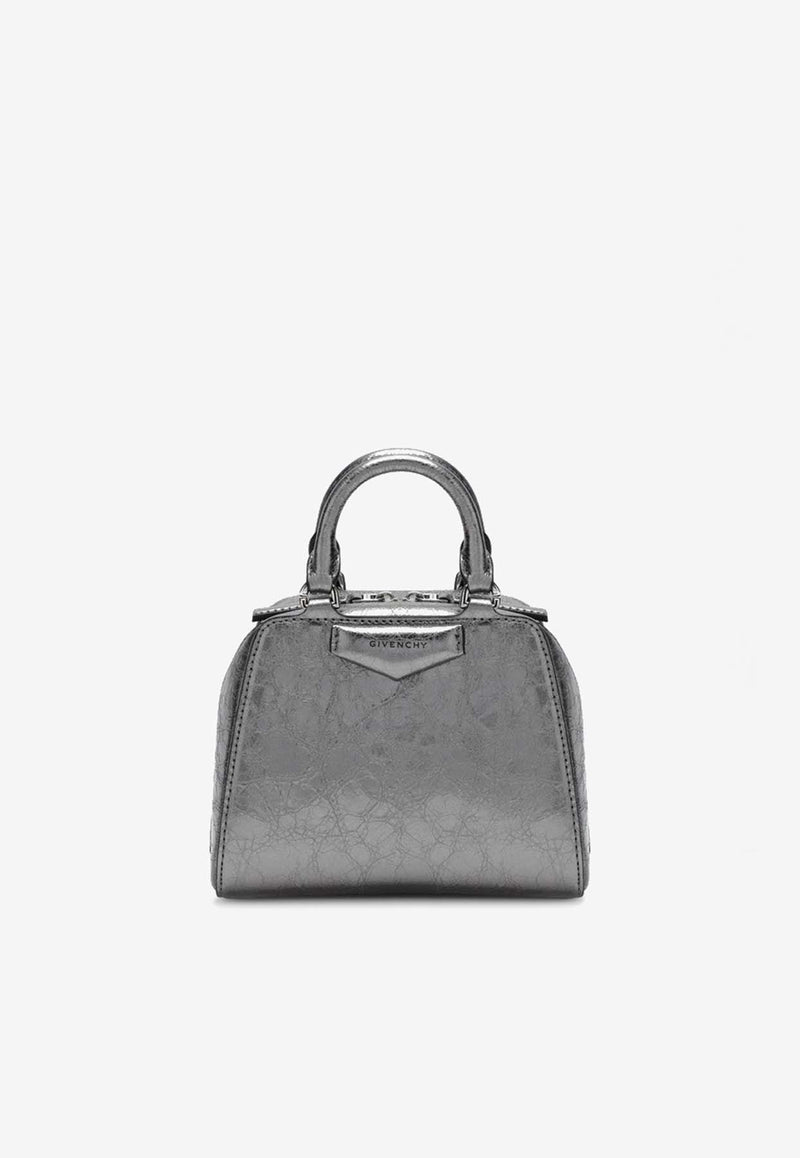 Givenchy Nano Antigona Cube Laminated Top Handle Bag Silver BB50ZUB1Q9/P_GIV-070