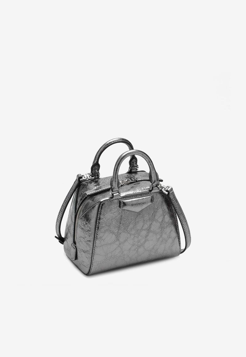 Givenchy Nano Antigona Cube Laminated Top Handle Bag Silver BB50ZUB1Q9/P_GIV-070