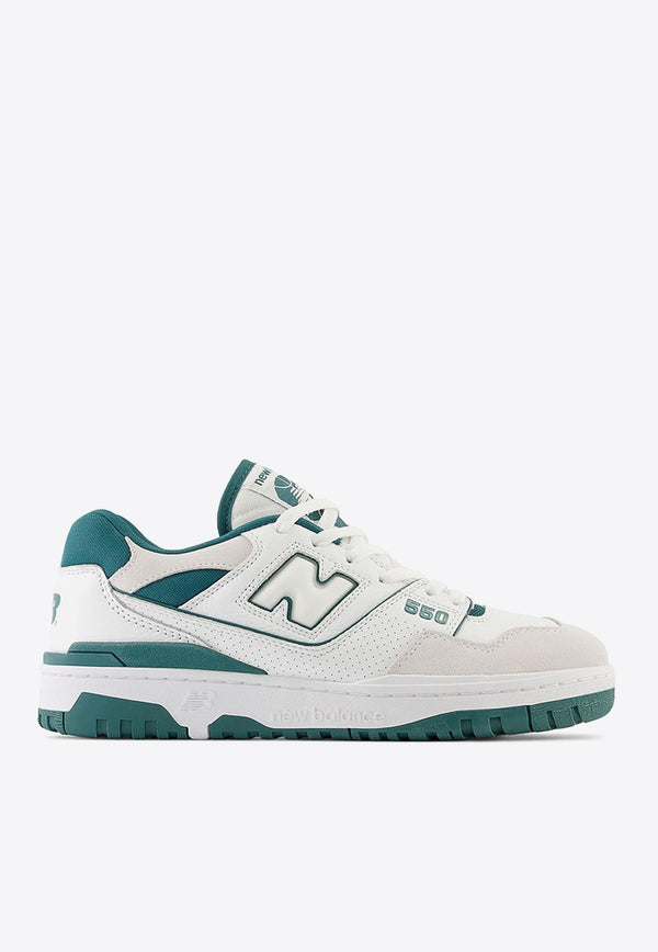 New Balance 550 Low-Top Sneakers in White and Vintage Teal Leather BB550STA_000_WHIGRE