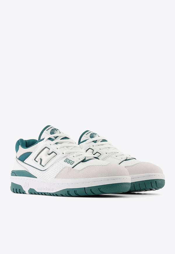 New Balance 550 Low-Top Sneakers in White and Vintage Teal Leather BB550STA_000_WHIGRE