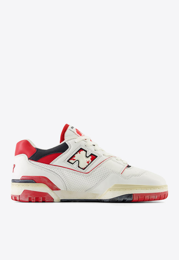 New Balance 550 Low-Top Sneakers in Sea Salt with Team Red and Black BB550VGA