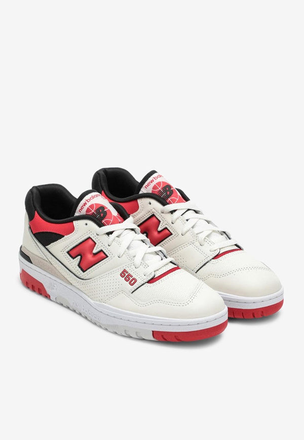 New Balance 550 Low-Top Sneakers in Sea Salt and True Red Leather BB550VTB_000_OFFRED