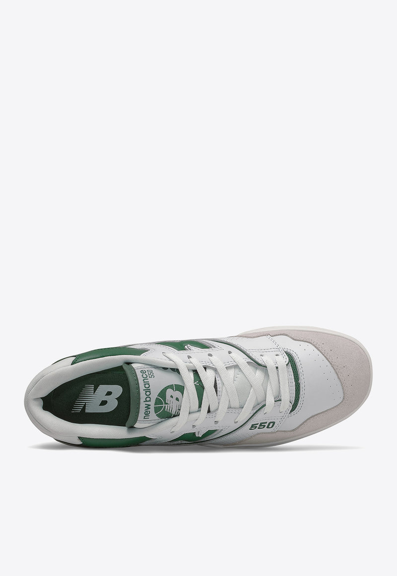 New Balance 550 Low-Top Sneakers in White with Team Forest Green BB550WT1