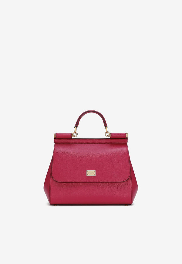 Dolce & Gabbana Large Sicily Top Handle Bag in Dauphine Leather Fuchsia BB6002 A1001 8I484