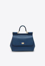 Dolce & Gabbana Large Sicily Top Handle Bag in Dauphine Leather Blue BB6002A1001/O_DOLCE-87398