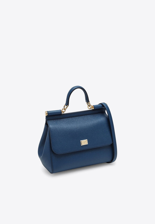 Dolce & Gabbana Large Sicily Top Handle Bag in Dauphine Leather Blue BB6002A1001/O_DOLCE-87398