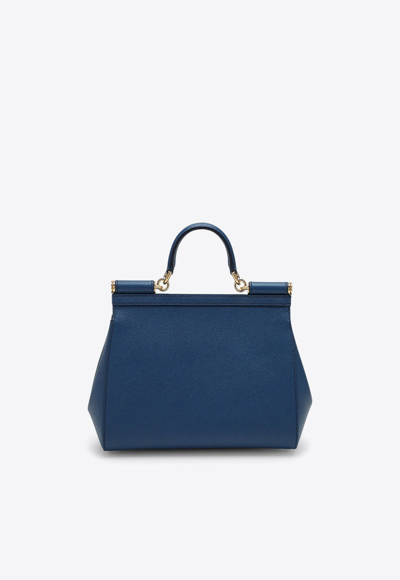 Dolce & Gabbana Large Sicily Top Handle Bag in Dauphine Leather Blue BB6002A1001/O_DOLCE-87398