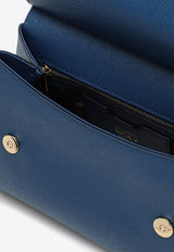 Dolce & Gabbana Large Sicily Top Handle Bag in Dauphine Leather Blue BB6002A1001/O_DOLCE-87398