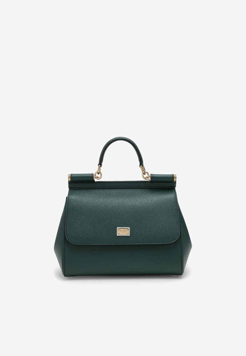 Dolce & Gabbana Large Sicily Top Handle Bag in Dauphine Leather Dark Green BB6002A1001/O_DOLCE-87399