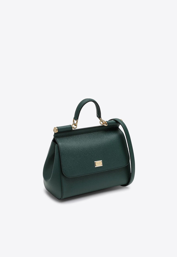 Dolce & Gabbana Large Sicily Top Handle Bag in Dauphine Leather Dark Green BB6002A1001/O_DOLCE-87399